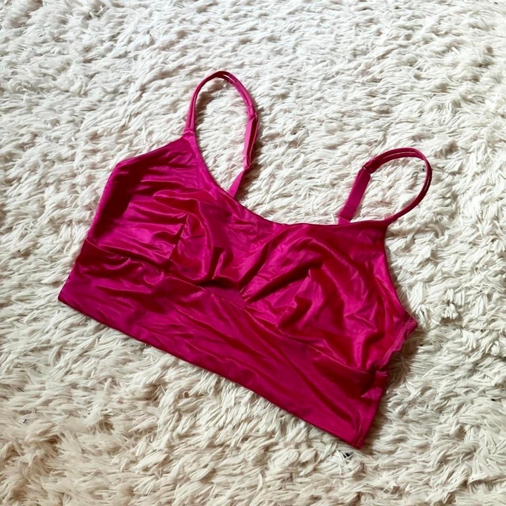 Barbie pink Satin Malibu Cutout Bralette Womens M Feminine Bold Colorful Mermaid